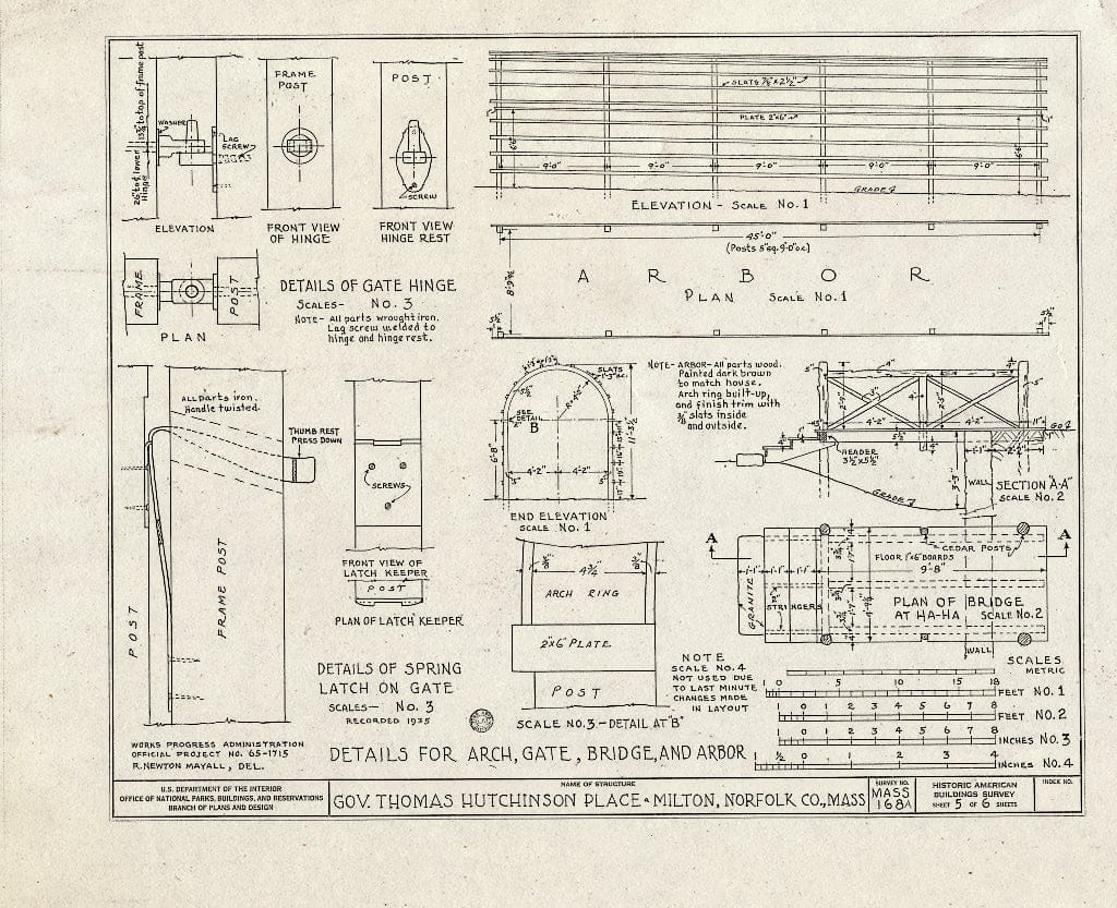 Blueprint HABS Mass,11-Milt,5- (Sheet 5 of 6) - Governor Thomas Hutchinson Place, 195 Adams Street, Milton, Norfolk County, MA