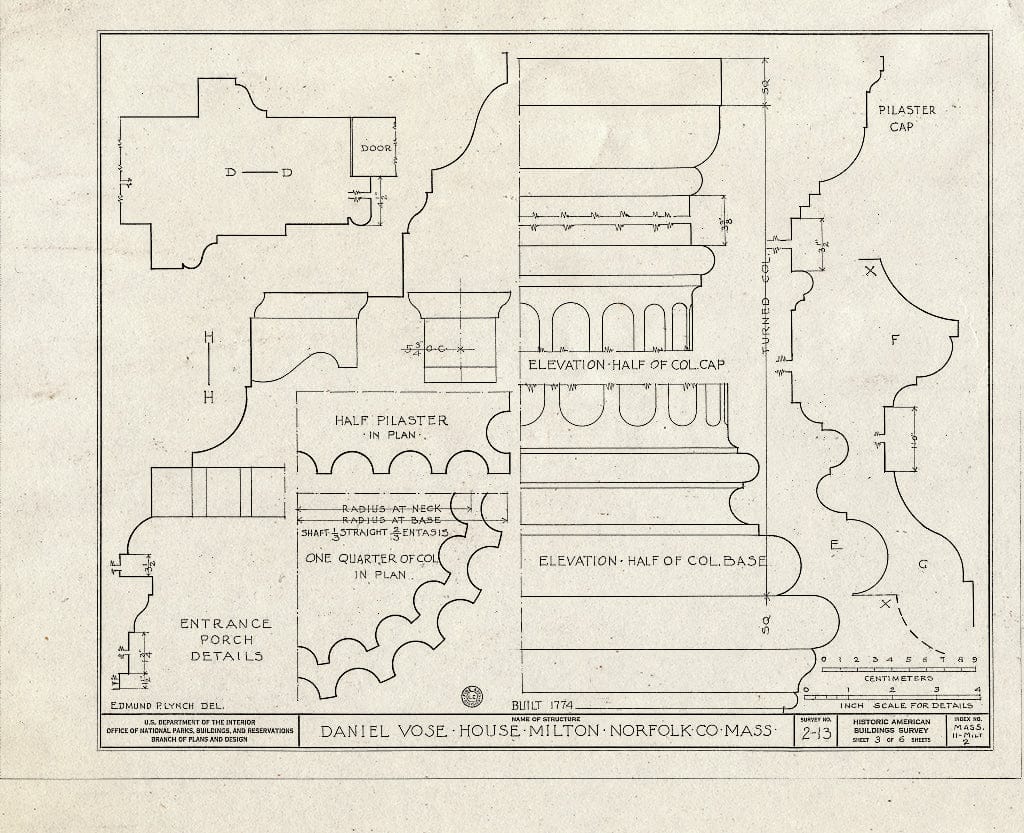 Blueprint HABS Mass,11-Milt,2- (Sheet 3 of 6) - Daniel Vose House, 1370 Canton Avenue (Moved from 38 Adams Street), Milton, Norfolk County, MA