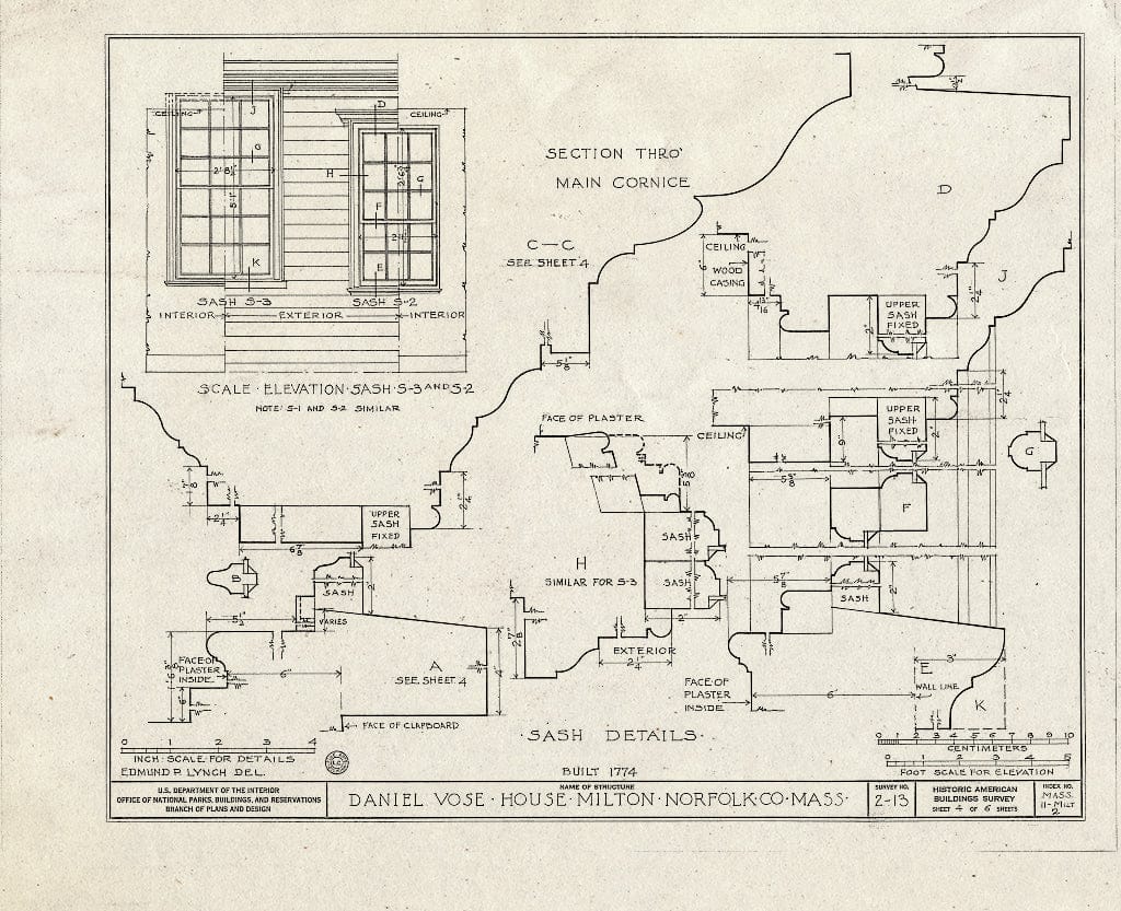Blueprint HABS Mass,11-Milt,2- (Sheet 4 of 6) - Daniel Vose House, 1370 Canton Avenue (Moved from 38 Adams Street), Milton, Norfolk County, MA