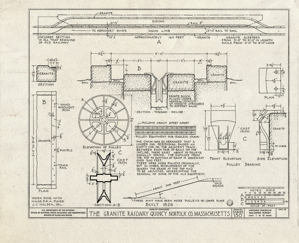 Blueprint HABS Mass,11-QUI,4- (Sheet 1 of 6) - Granite Railway, Pine Hill Quarry to Neponset River, Quincy, Norfolk County, MA