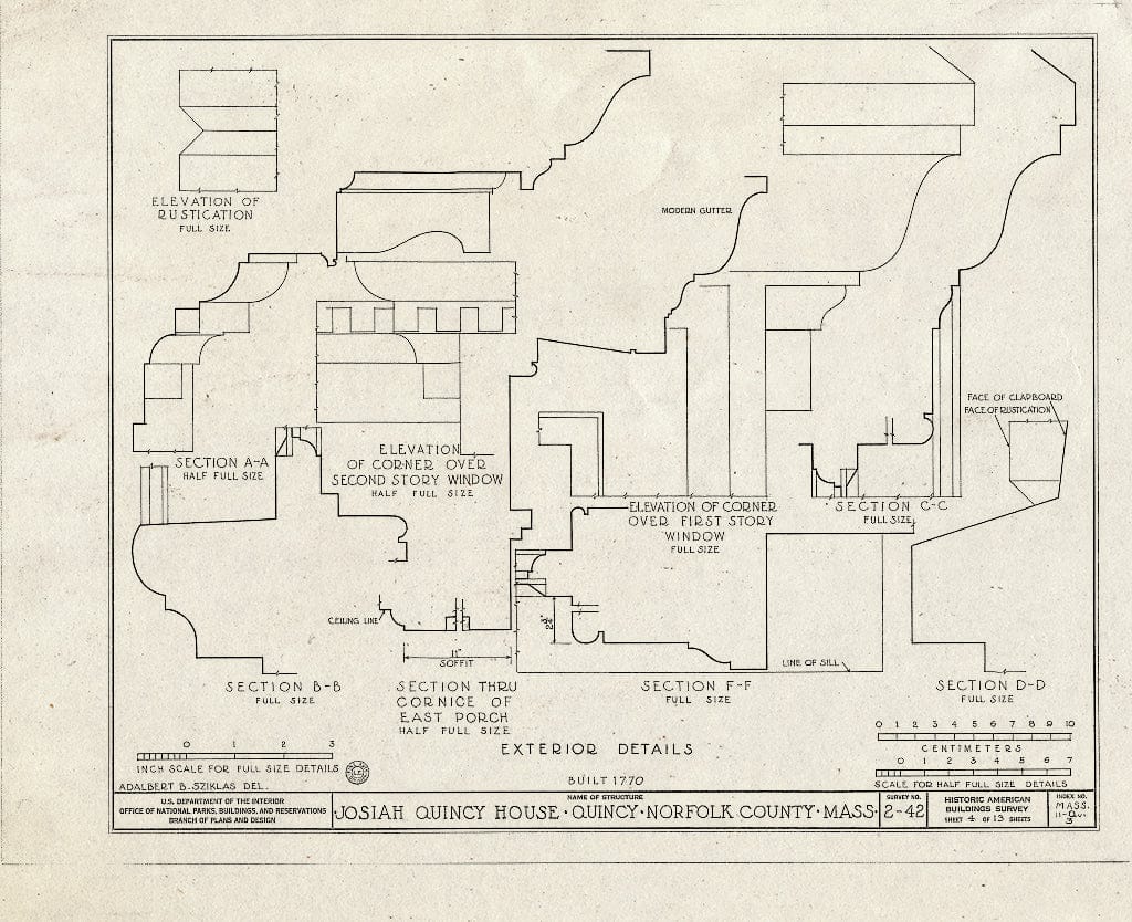 Blueprint HABS Mass,11-QUI,3- (Sheet 4 of 13) - Colonel Josiah Quincy House, 20 Muirhead Street, Quincy, Norfolk County, MA