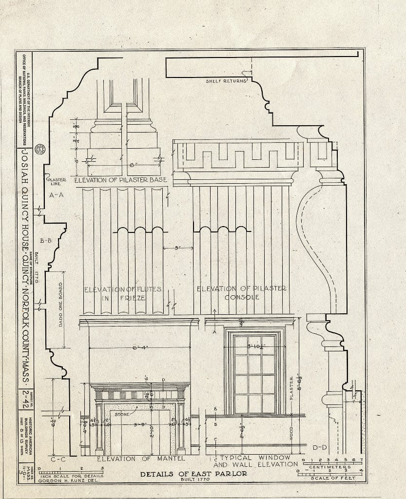 Blueprint HABS Mass,11-QUI,3- (Sheet 8 of 13) - Colonel Josiah Quincy House, 20 Muirhead Street, Quincy, Norfolk County, MA