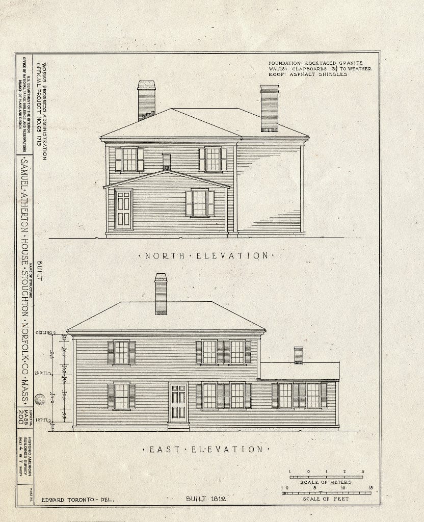 Blueprint HABS Mass,11-STOU,2- (Sheet 4 of 7) - Samuel Atherton House, 449 Central Street, Stoughton, Norfolk County, MA