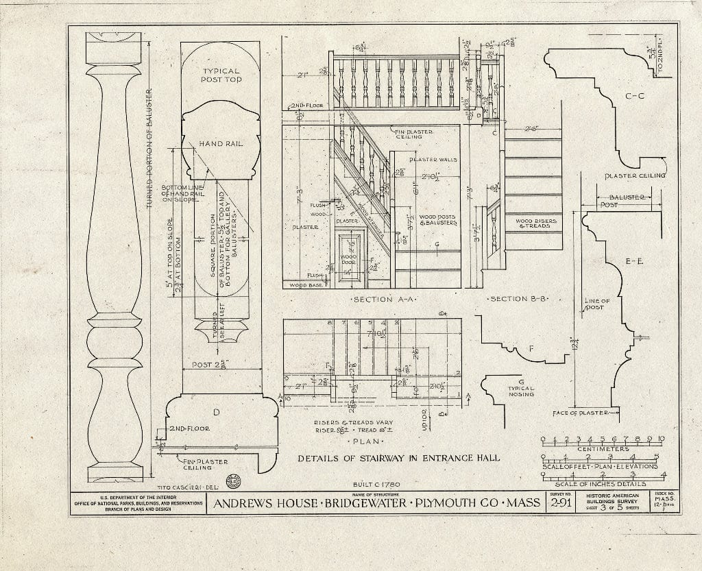 Blueprint HABS Mass,12-BRIG,1- (Sheet 3 of 5) - Andrews House, 38 Walnut Street, Bridgewater, Plymouth County, MA