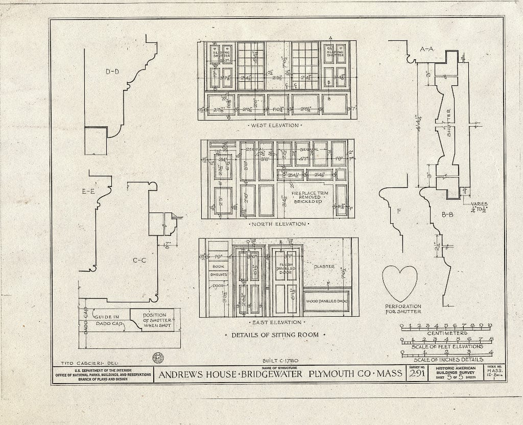 Blueprint HABS Mass,12-BRIG,1- (Sheet 5 of 5) - Andrews House, 38 Walnut Street, Bridgewater, Plymouth County, MA