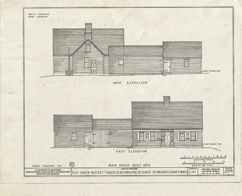 Blueprint HABS Mass,12-GREBU,2- (Sheet 2 of 6) - Old Oaken Bucket House, Old Oaken Bucket Road, Greenbush, Plymouth County, MA