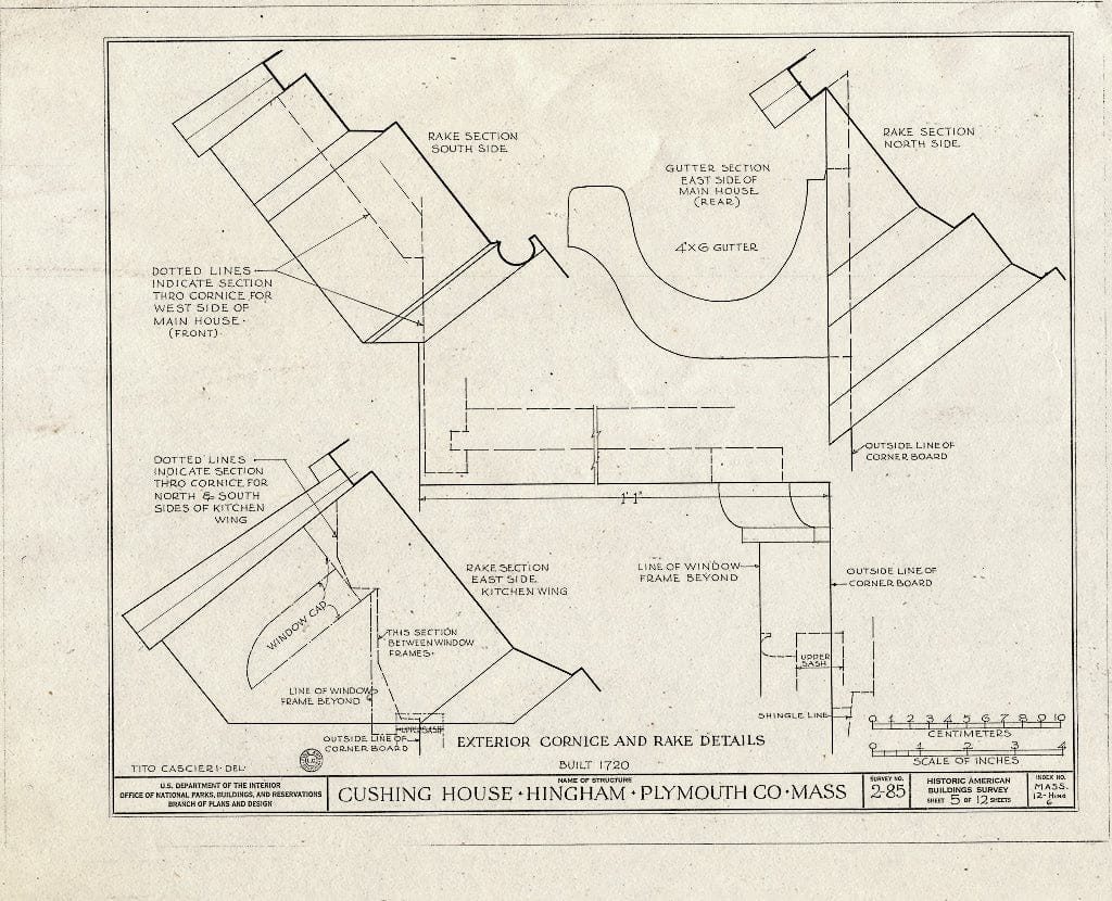 Blueprint HABS Mass,12-Hing,6- (Sheet 5 of 12) - Cushing House, South Pleasant Street, Hingham, Plymouth County, MA