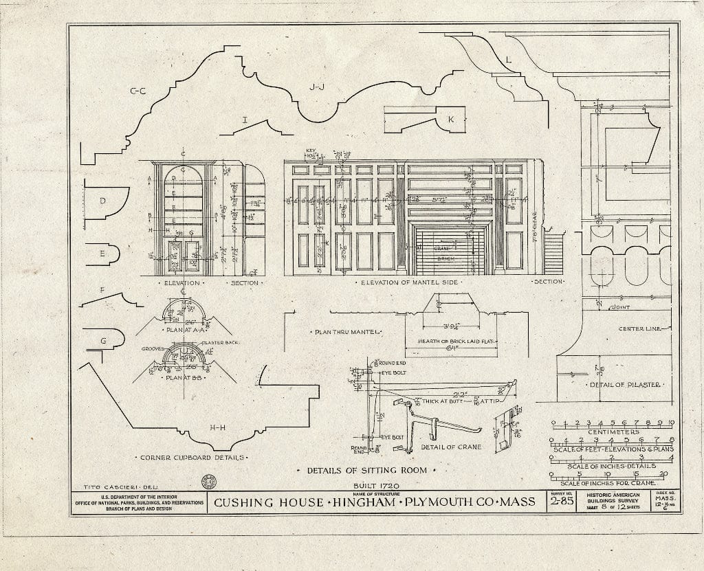 Blueprint HABS Mass,12-Hing,6- (Sheet 8 of 12) - Cushing House, South Pleasant Street, Hingham, Plymouth County, MA