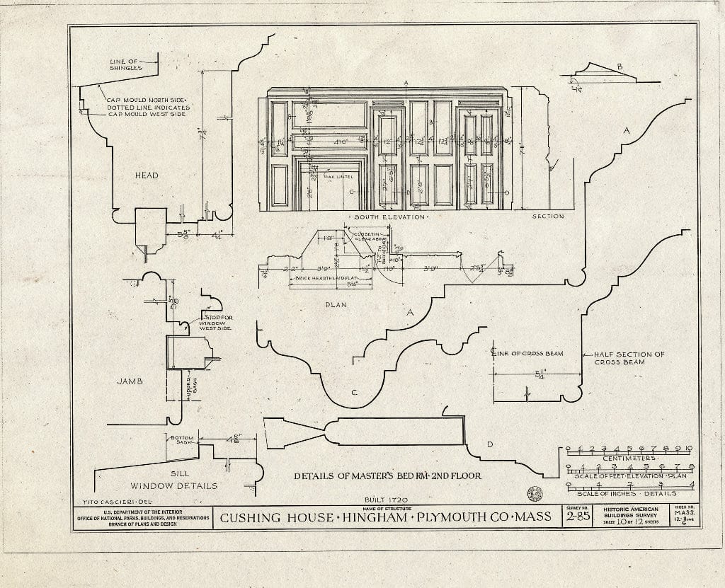 Blueprint HABS Mass,12-Hing,6- (Sheet 10 of 12) - Cushing House, South Pleasant Street, Hingham, Plymouth County, MA