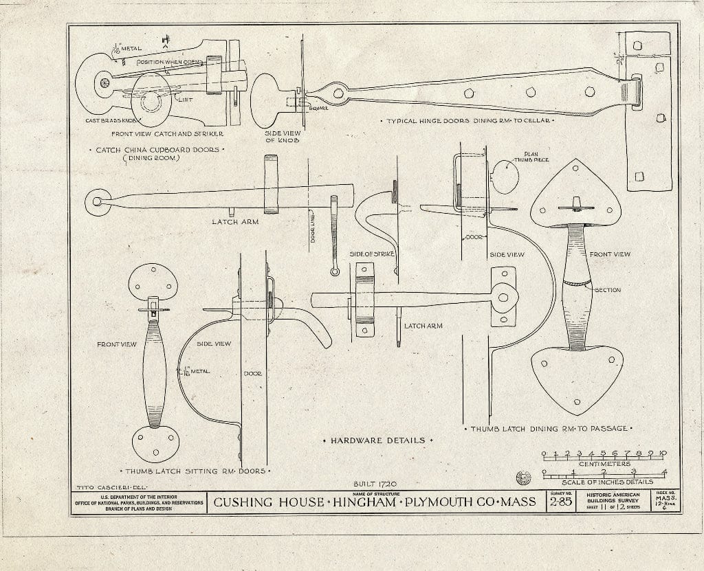 Blueprint HABS Mass,12-Hing,6- (Sheet 11 of 12) - Cushing House, South Pleasant Street, Hingham, Plymouth County, MA