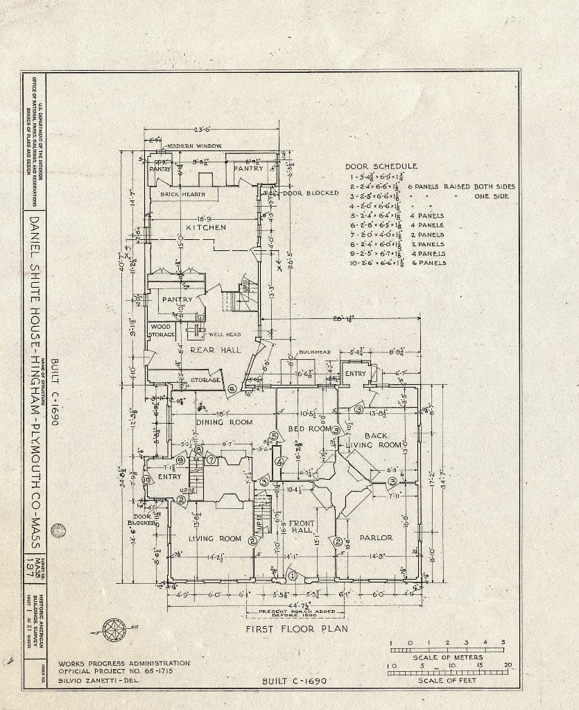 Blueprint HABS Mass,12-Hing,7- (Sheet 1 of 21) - Daniel Shute House, Main & South Pleasant Streets, Hingham, Plymouth County, MA