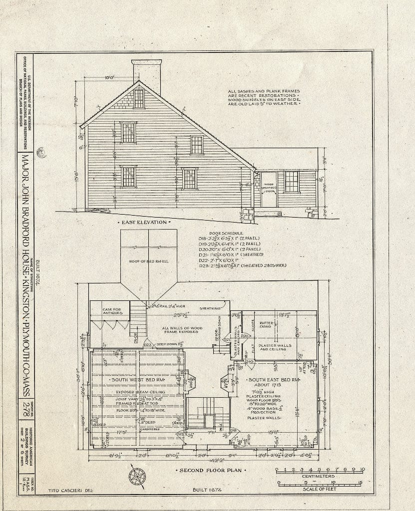 Blueprint HABS Mass,12-King,1- (Sheet 2 of 6) - Major John Bradford House, Maple Street & Landing Road, Kingston, Plymouth County, MA