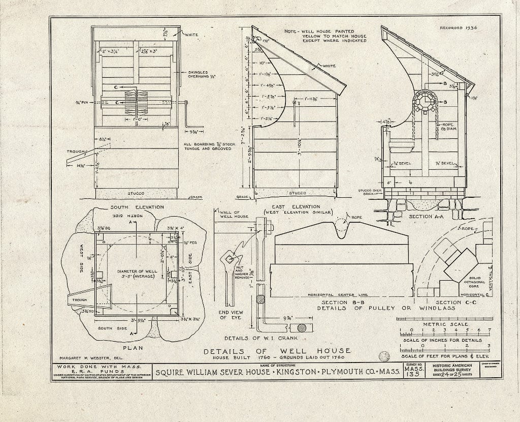 Blueprint HABS Mass,12-King,2- (Sheet 24 of 25) - Squire William Sever House, 2 Linden Street, Kingston, Plymouth County, MA
