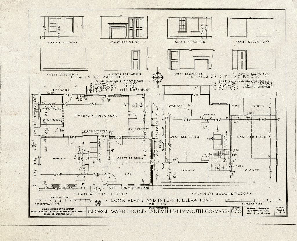 Blueprint HABS Mass,12-LAKVI,1- (Sheet 1 of 6) - George Ward House, Crooked Lane, Lakeville, Plymouth County, MA