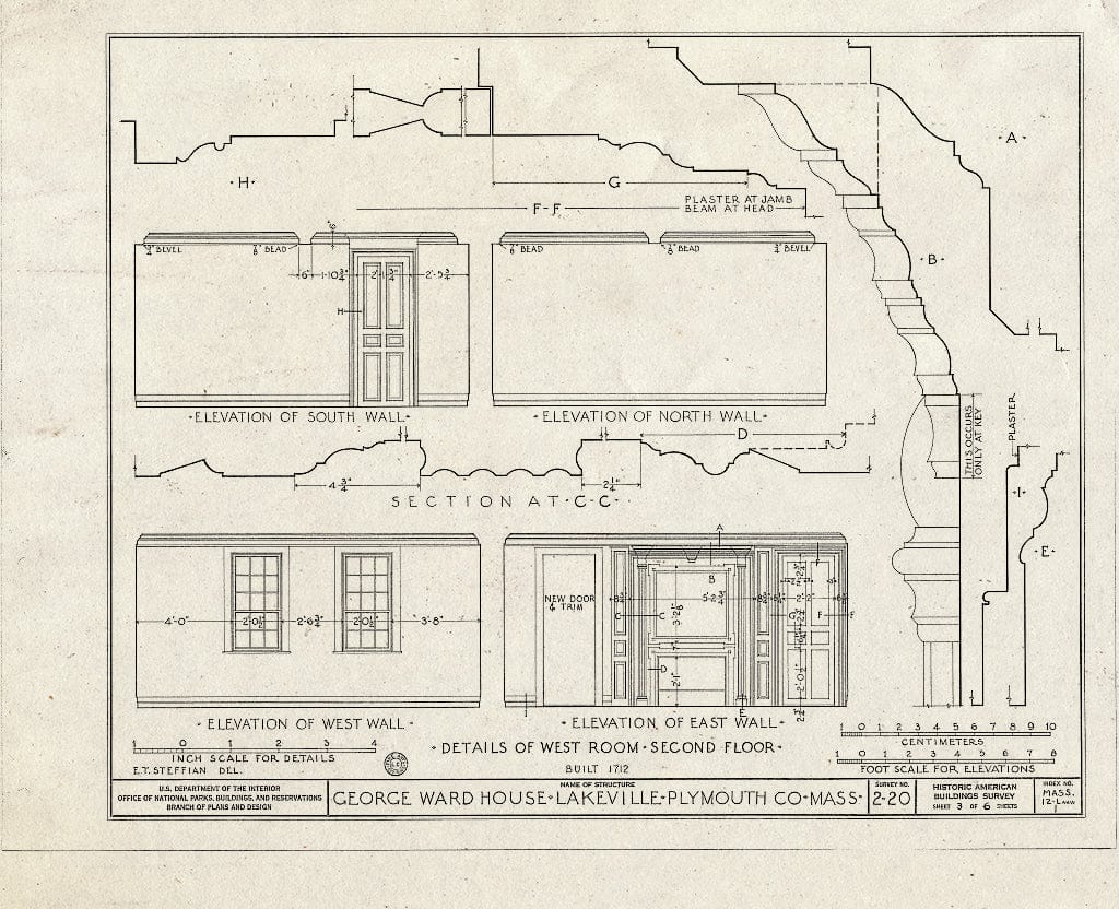 Blueprint HABS Mass,12-LAKVI,1- (Sheet 3 of 6) - George Ward House, Crooked Lane, Lakeville, Plymouth County, MA