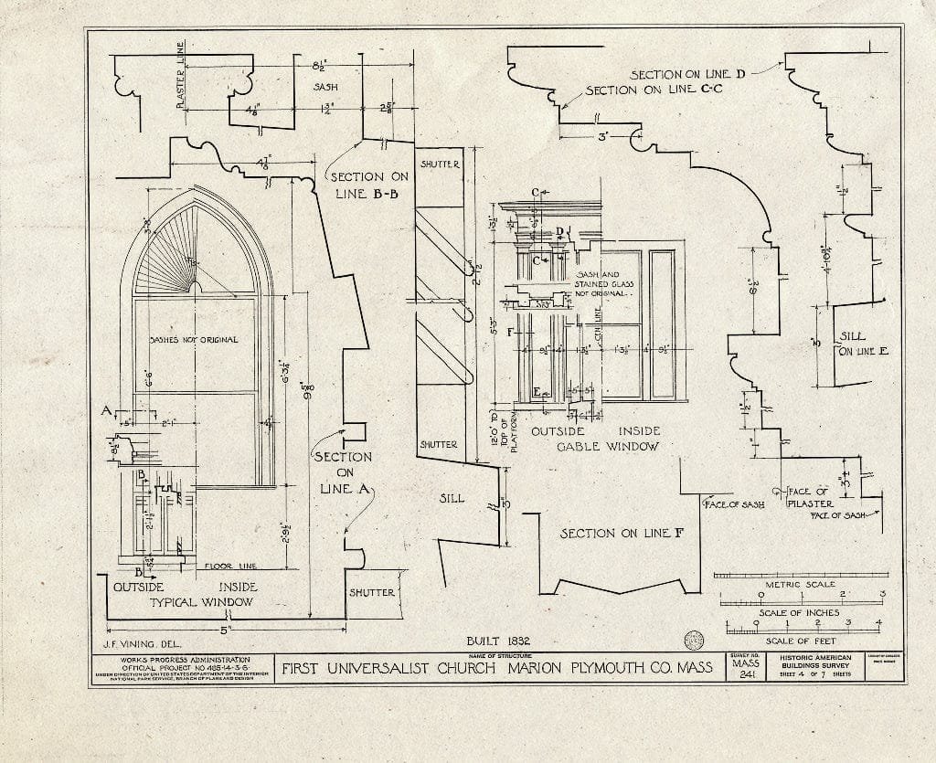 Blueprint HABS Mass,12-MAR,2- (Sheet 4 of 7) - First Universalist Church, Pleasant & Main Streets, Marion, Plymouth County, MA
