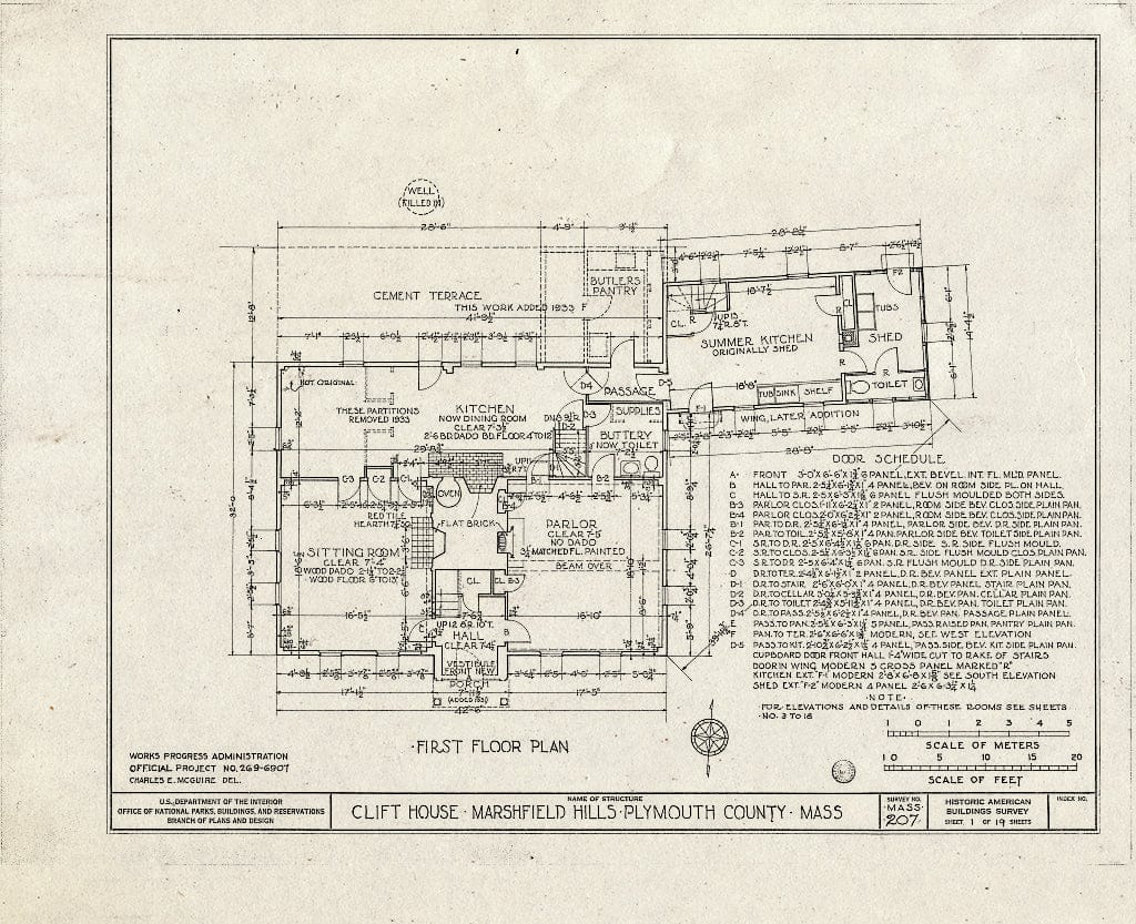 Blueprint HABS Mass,12-Marsh,1- (Sheet 1 of 19) - Clift House, Spring Street, Marshfield Hills, Plymouth County, MA