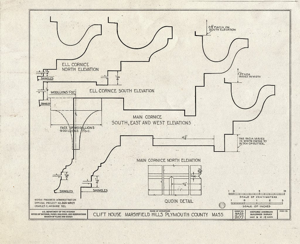 Blueprint HABS Mass,12-Marsh,1- (Sheet 5 of 19) - Clift House, Spring Street, Marshfield Hills, Plymouth County, MA