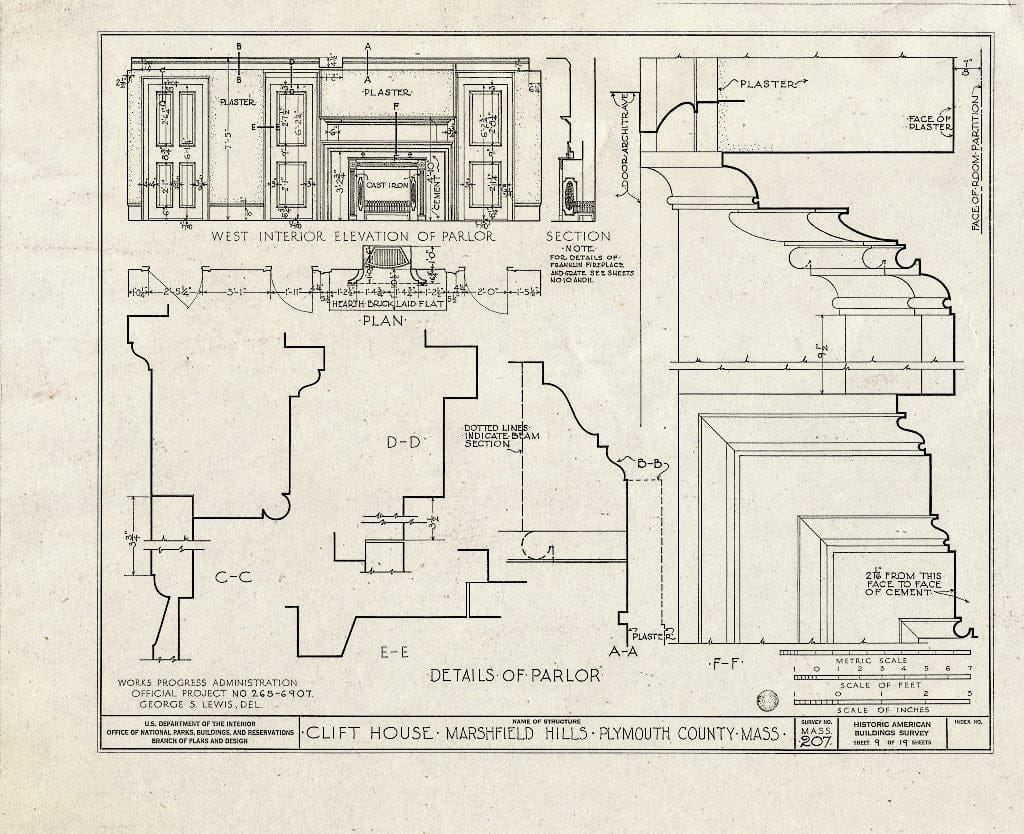 Blueprint HABS Mass,12-Marsh,1- (Sheet 9 of 19) - Clift House, Spring Street, Marshfield Hills, Plymouth County, MA
