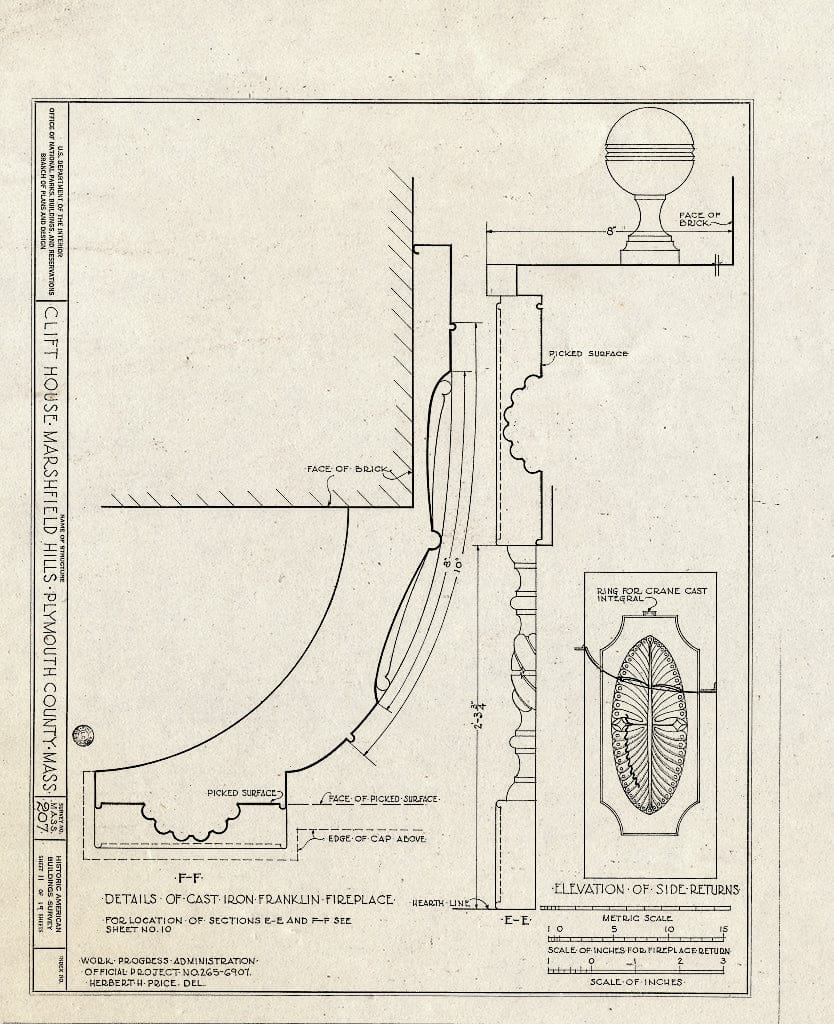 Blueprint HABS Mass,12-Marsh,1- (Sheet 11 of 19) - Clift House, Spring Street, Marshfield Hills, Plymouth County, MA