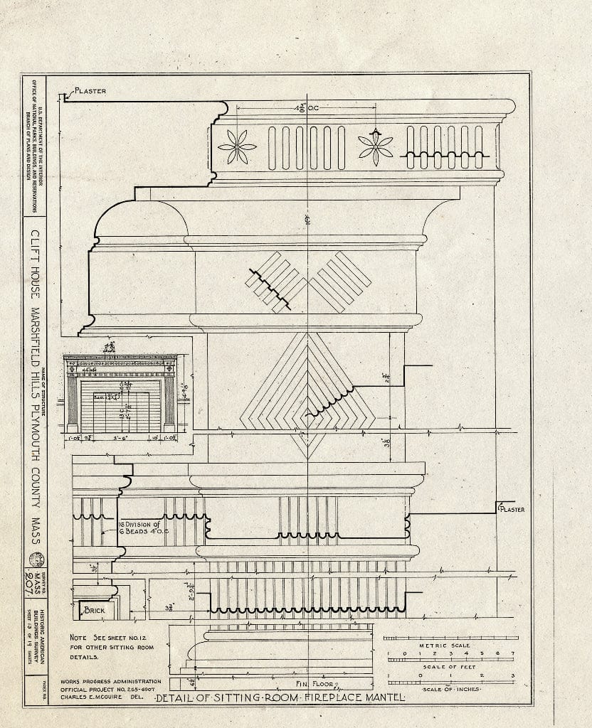 Blueprint HABS Mass,12-Marsh,1- (Sheet 13 of 19) - Clift House, Spring Street, Marshfield Hills, Plymouth County, MA