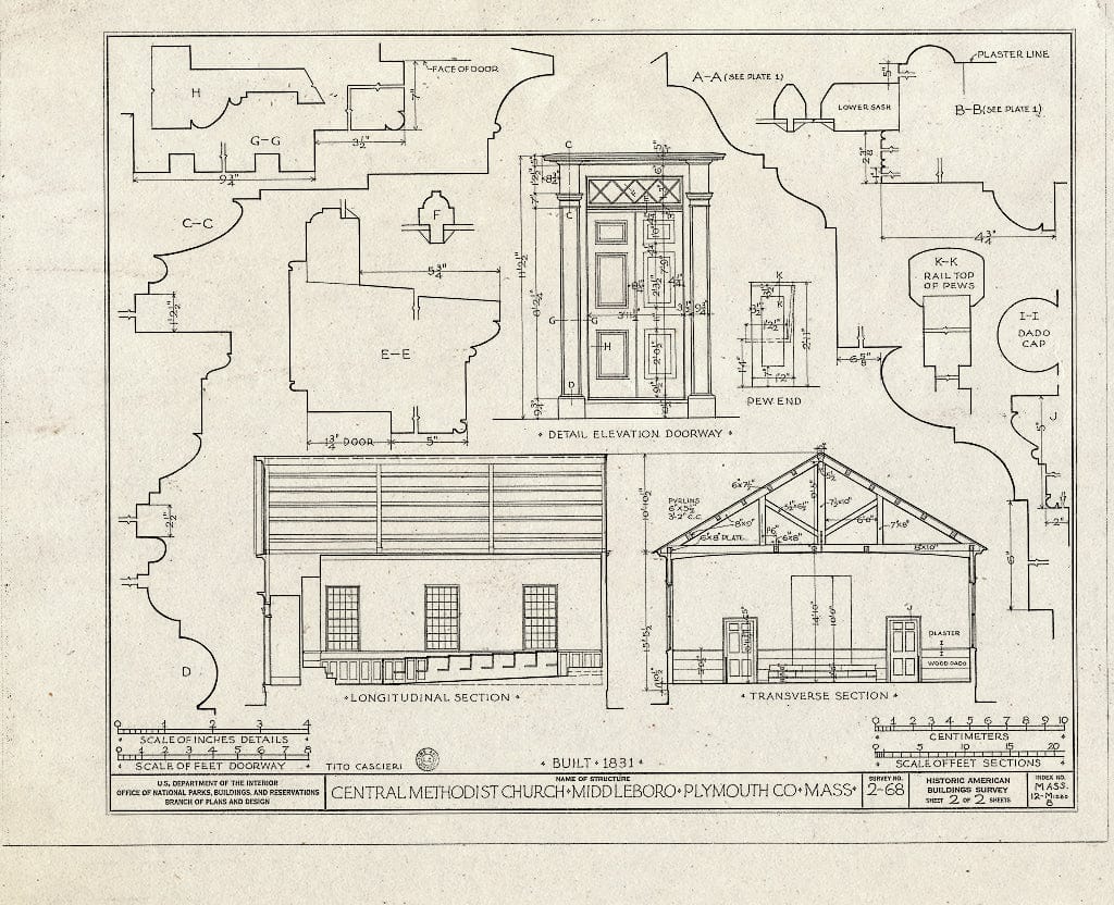 Blueprint HABS Mass,12-MIDBO,8- (Sheet 2 of 2) - Central Methodist Church, Cherry Street, Middleboro, Plymouth County, MA