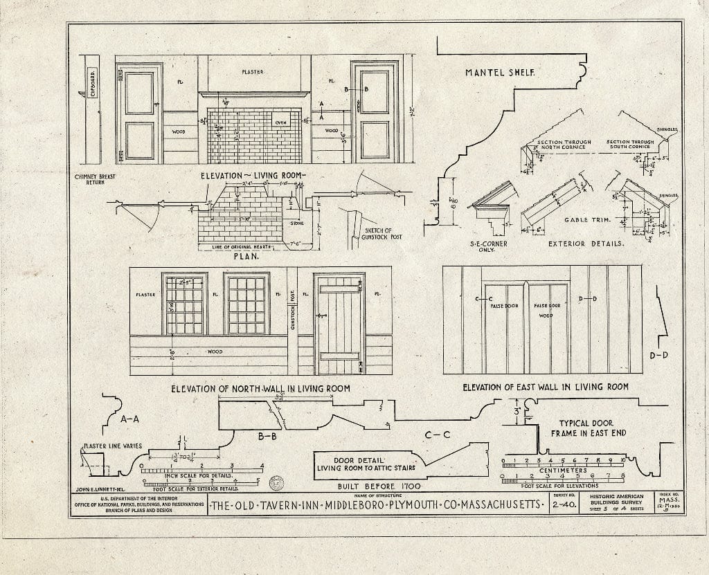 Blueprint HABS Mass,12-MIDBO,5- (Sheet 3 of 4) - Old Tavern Inn, Wareham Street (State Route 28), Middleboro, Plymouth County, MA