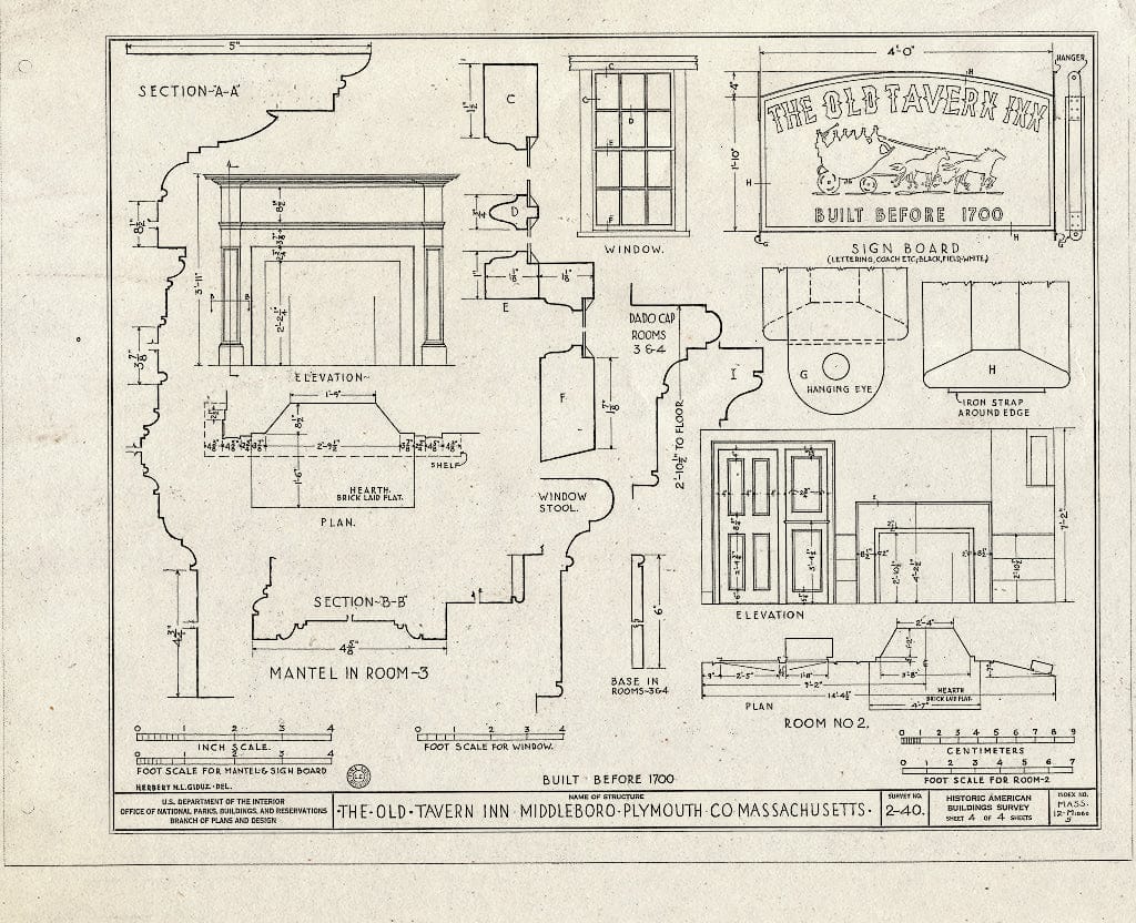 Blueprint HABS Mass,12-MIDBO,5- (Sheet 4 of 4) - Old Tavern Inn, Wareham Street (State Route 28), Middleboro, Plymouth County, MA