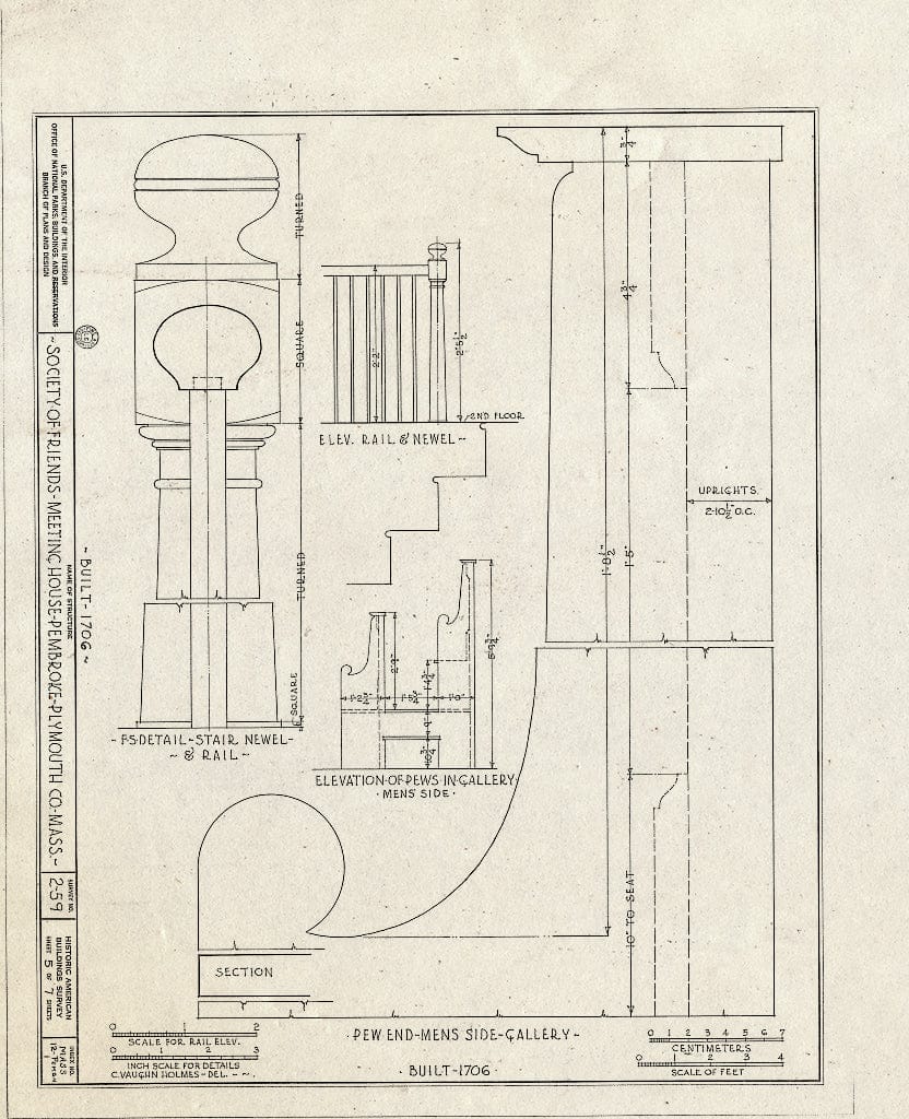 Blueprint HABS Mass,12-PEMBN,1- (Sheet 5 of 7) - Society of Friends Meetinghouse, Schoosett Street (Routes 139 & 53), North Pembroke, Plymouth County, MA