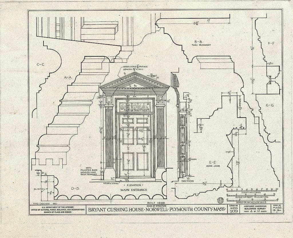 Blueprint HABS Mass,12-NOR,1- (Sheet 4 of 12) - Bryant-Cushing House, Cornet Stetson Road, Norwell, Plymouth County, MA