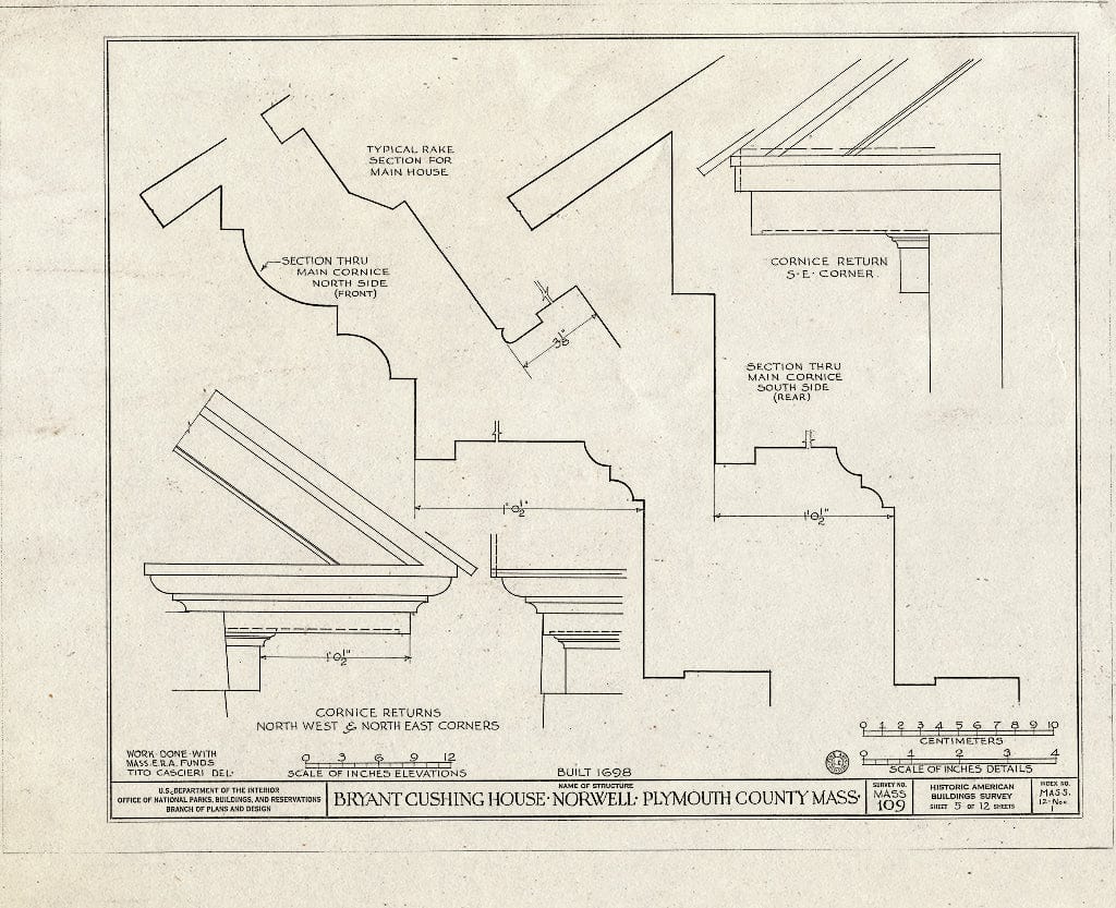 Blueprint HABS Mass,12-NOR,1- (Sheet 5 of 12) - Bryant-Cushing House, Cornet Stetson Road, Norwell, Plymouth County, MA