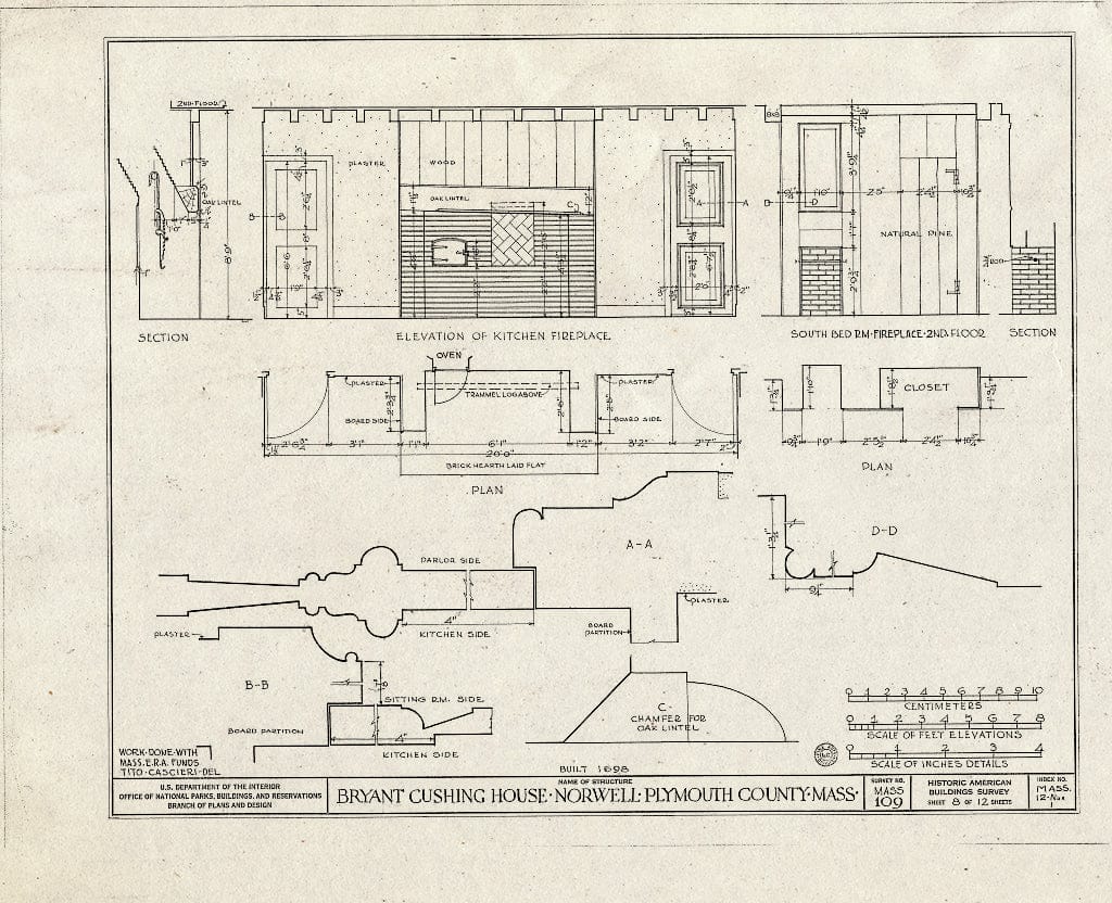 Blueprint HABS Mass,12-NOR,1- (Sheet 8 of 12) - Bryant-Cushing House, Cornet Stetson Road, Norwell, Plymouth County, MA