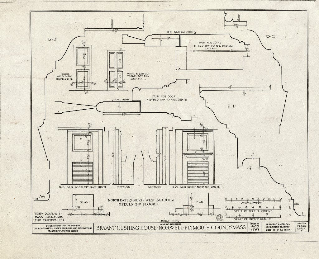 Blueprint HABS Mass,12-NOR,1- (Sheet 11 of 12) - Bryant-Cushing House, Cornet Stetson Road, Norwell, Plymouth County, MA