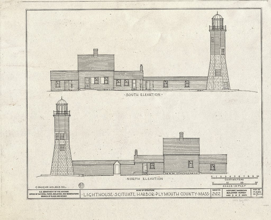Blueprint HABS Mass,12-SCIT.V,1- (Sheet 3 of 5) - Lighthouse, Cedar Point Scituate Harbor, Scituate, Plymouth County, MA