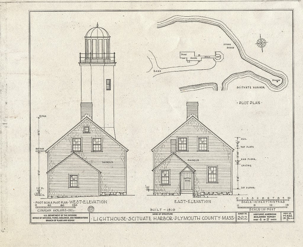 Blueprint HABS Mass,12-SCIT.V,1- (Sheet 4 of 5) - Lighthouse, Cedar Point Scituate Harbor, Scituate, Plymouth County, MA