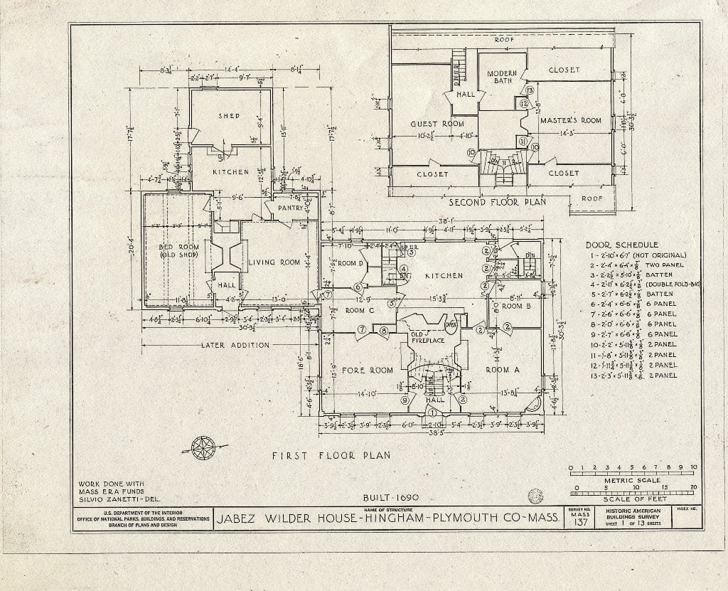 Blueprint HABS Mass,12-Hing,1- (Sheet 1 of 13) - Jabez Wilder House, Main Street, Hingham, Plymouth County, MA