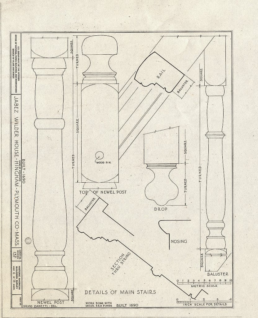 Blueprint HABS Mass,12-Hing,1- (Sheet 6 of 13) - Jabez Wilder House, Main Street, Hingham, Plymouth County, MA
