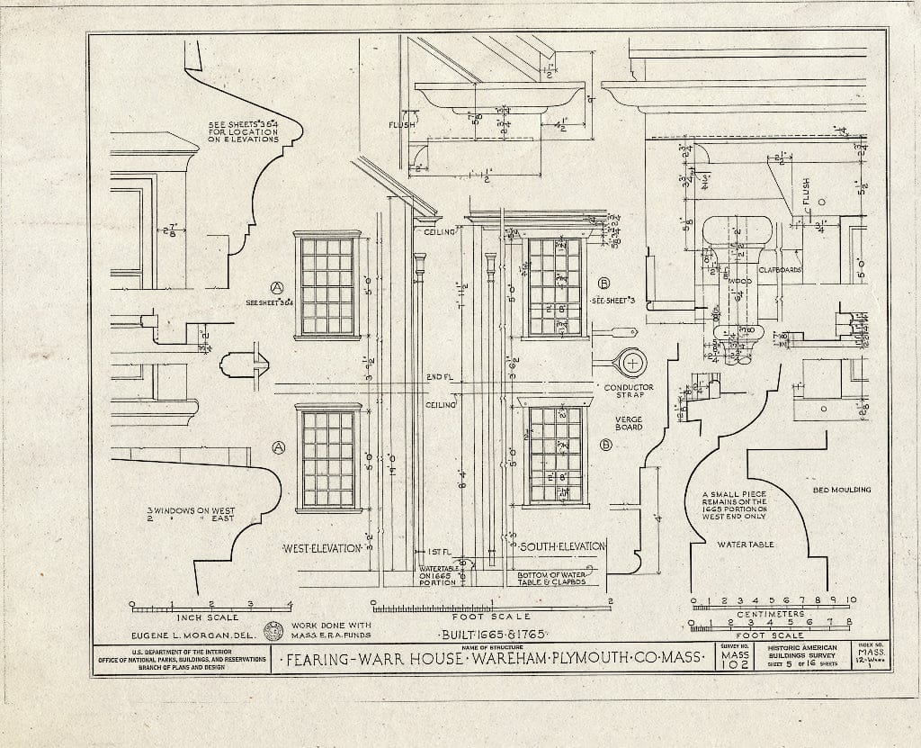 Blueprint HABS Mass,12-WARH,1- (Sheet 5 of 16) - Fearing-Warr House, 14 Elm Street, Wareham, Plymouth County, MA