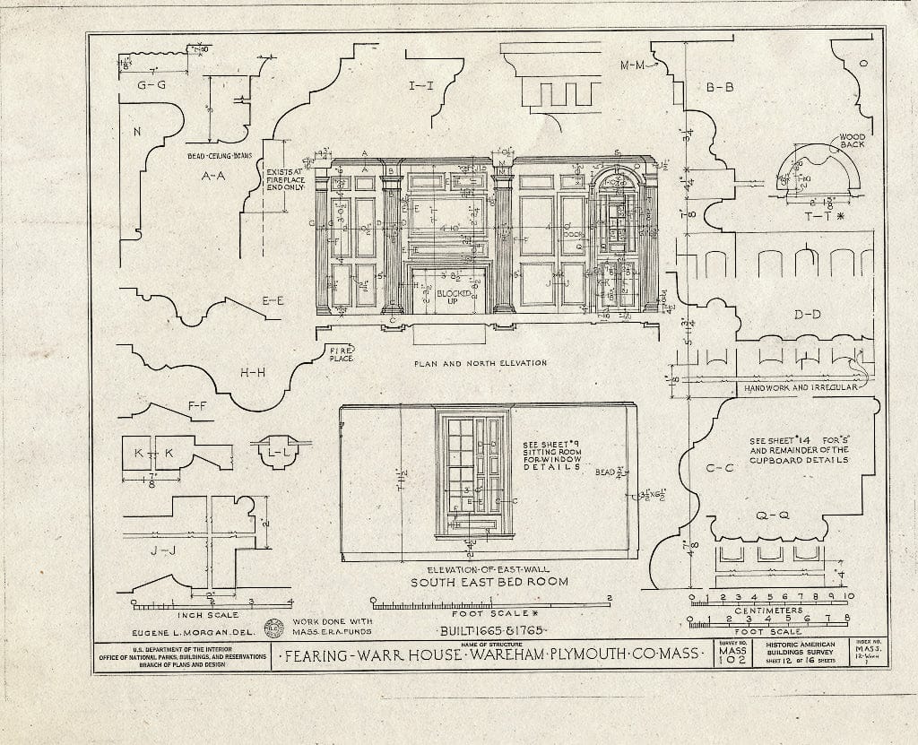 Blueprint HABS Mass,12-WARH,1- (Sheet 12 of 16) - Fearing-Warr House, 14 Elm Street, Wareham, Plymouth County, MA
