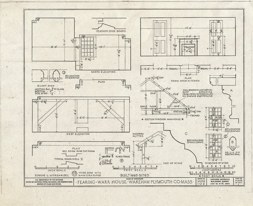 Blueprint HABS Mass,12-WARH,1- (Sheet 16 of 16) - Fearing-Warr House, 14 Elm Street, Wareham, Plymouth County, MA