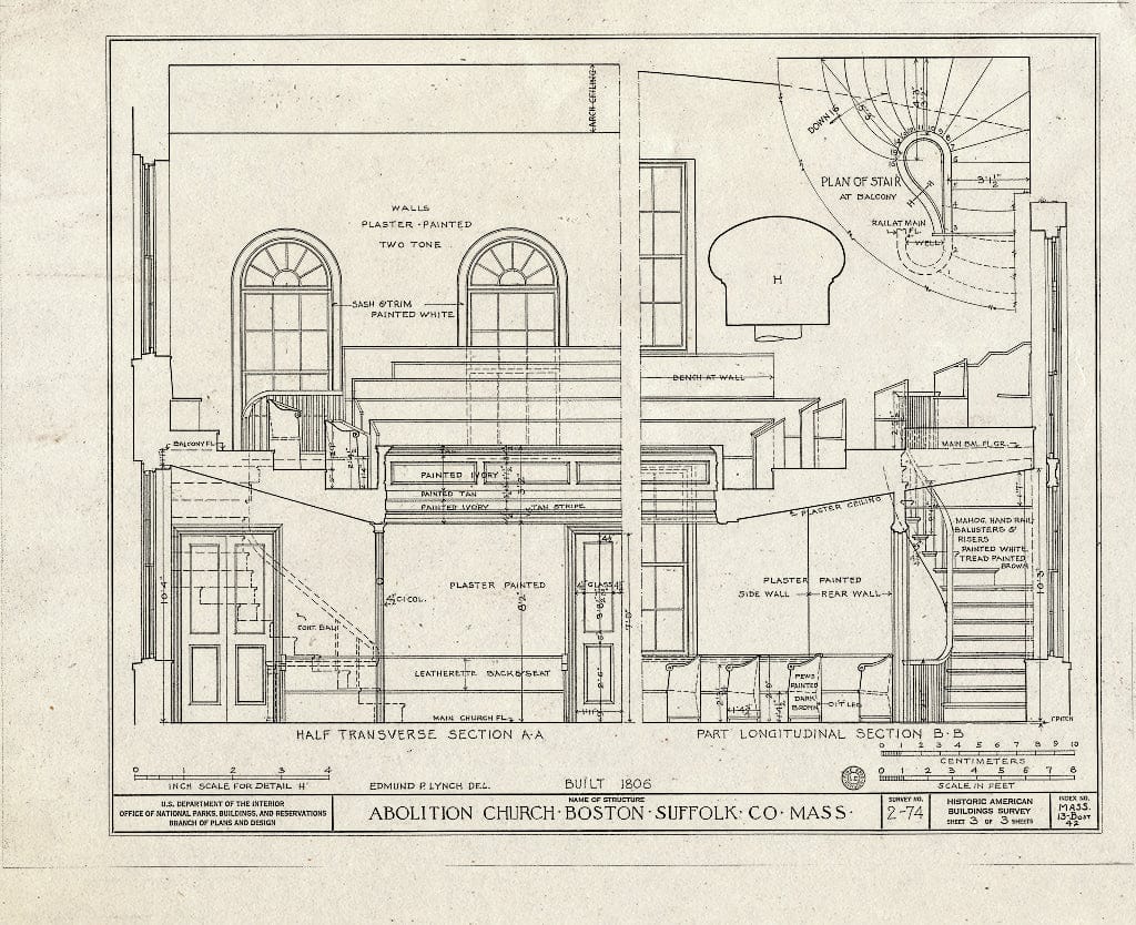 Blueprint HABS Mass,13-BOST,42- (Sheet 3 of 3) - Abolition Church, 8 Smith Court, Boston, Suffolk County, MA