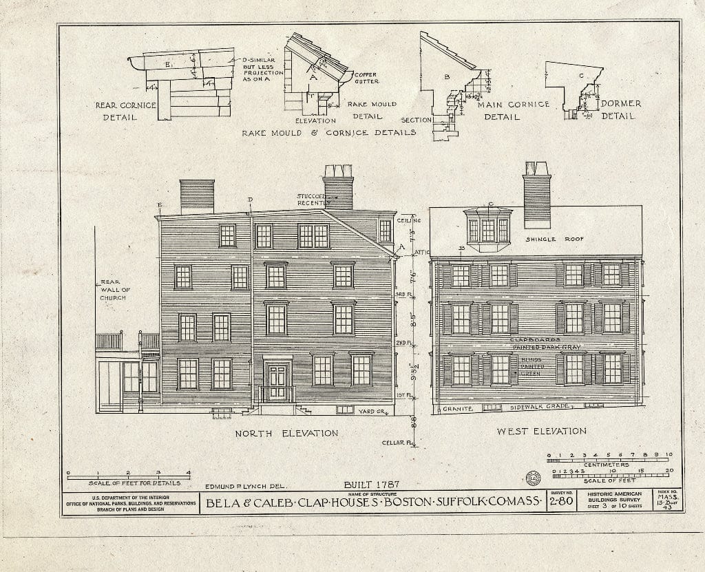 Blueprint HABS Mass,13-BOST,43- (Sheet 3 of 10) - Bela & Caleb Clap House, 44-46 Temple Street, Boston, Suffolk County, MA