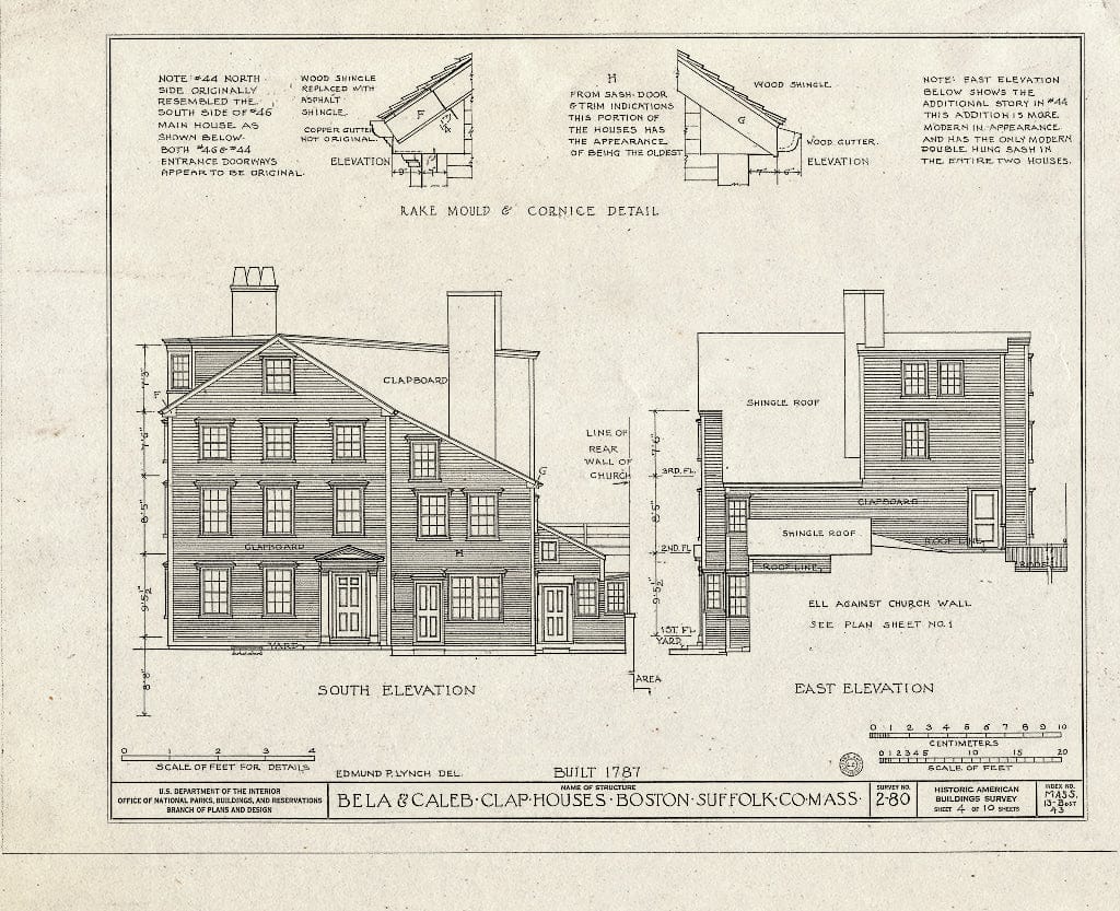 Blueprint HABS Mass,13-BOST,43- (Sheet 4 of 10) - Bela & Caleb Clap House, 44-46 Temple Street, Boston, Suffolk County, MA
