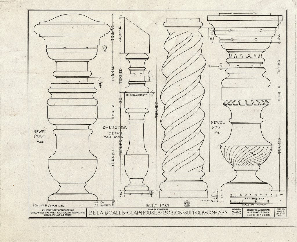 Blueprint HABS Mass,13-BOST,43- (Sheet 8 of 10) - Bela & Caleb Clap House, 44-46 Temple Street, Boston, Suffolk County, MA