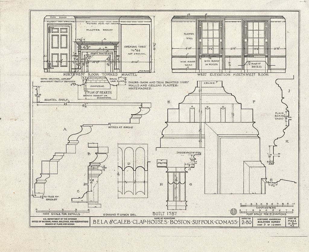 Blueprint HABS Mass,13-BOST,43- (Sheet 9 of 10) - Bela & Caleb Clap House, 44-46 Temple Street, Boston, Suffolk County, MA