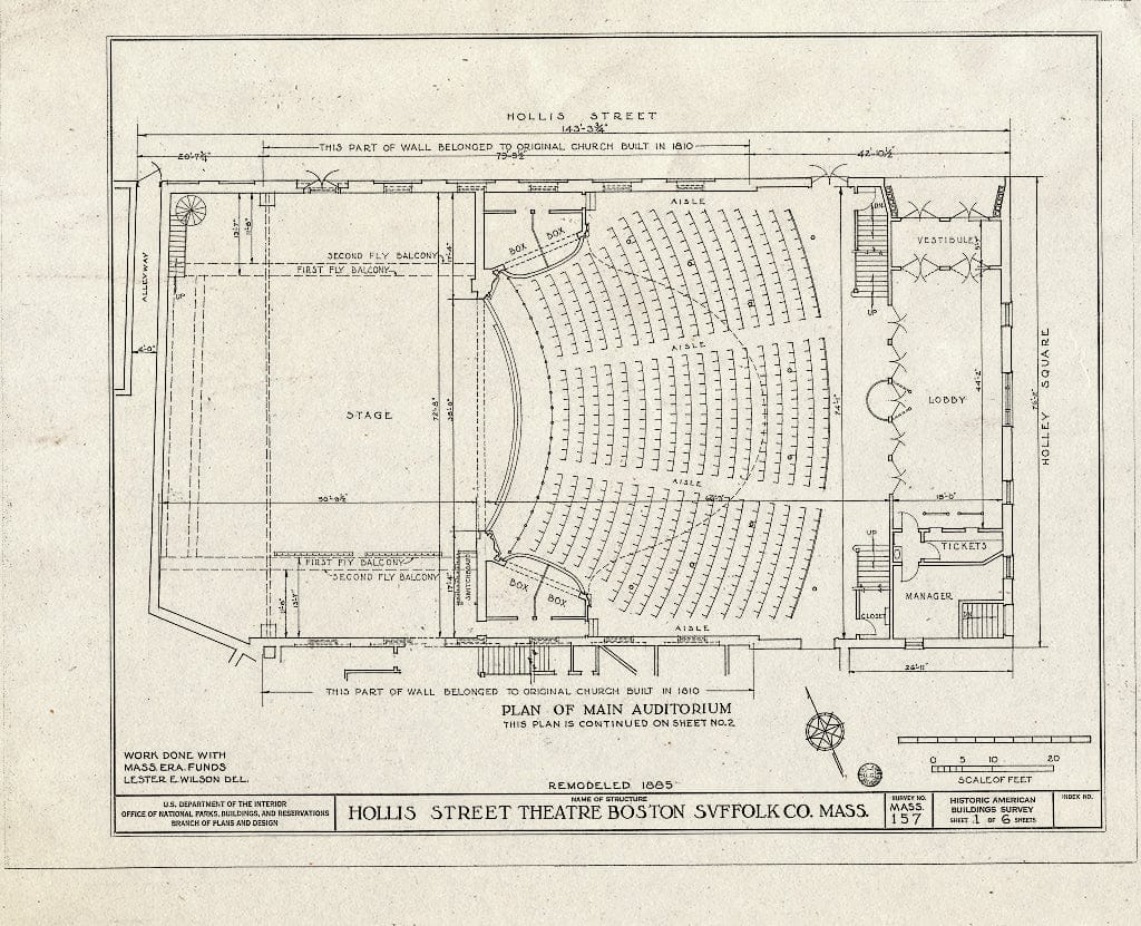 Blueprint HABS Mass,13-BOST,49- (Sheet 1 of 6) - Hollis Street Theater, Hollis Street, Boston, Suffolk County, MA