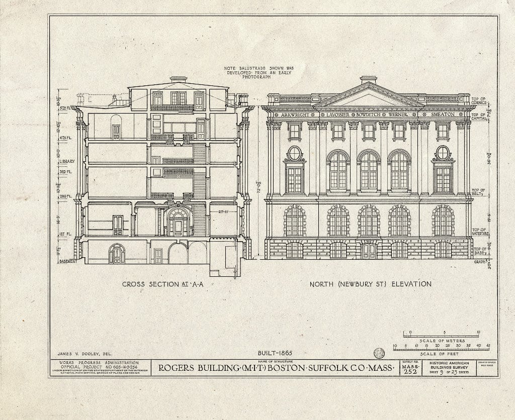 Blueprint HABS Mass,13-BOST,56- (Sheet 9 of 23) - M.I.T, Rogers Building, 491 Boylston Street, Boston, Suffolk County, MA