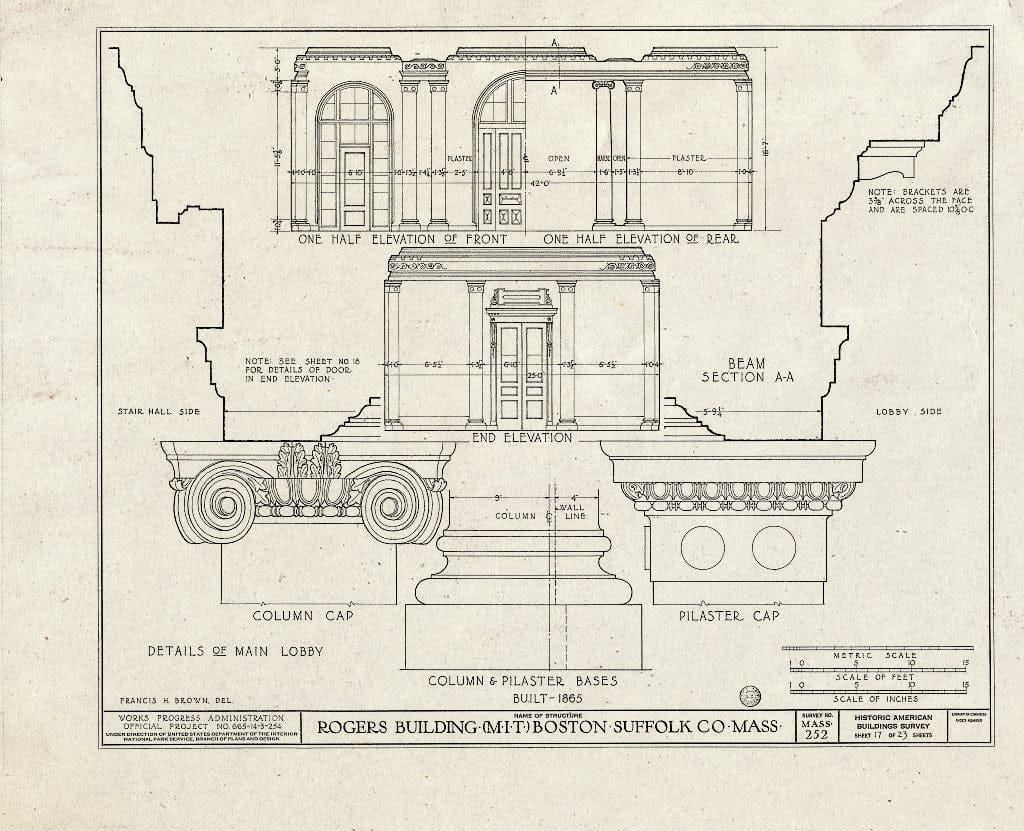 Blueprint HABS Mass,13-BOST,56- (Sheet 17 of 23) - M.I.T, Rogers Building, 491 Boylston Street, Boston, Suffolk County, MA