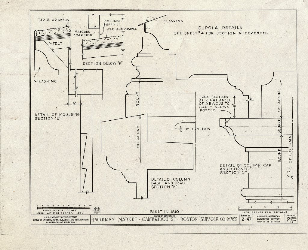 Blueprint HABS Mass,13-BOST,40- (Sheet 5 of 6) - Parkman Market, Cambridge & North Grove Streets, Boston, Suffolk County, MA