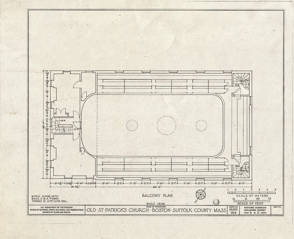 Blueprint HABS Mass,13-BOST,47- (Sheet 3 of 11) - Old St. Patrick's Church, Northampton Street, Boston, Suffolk County, MA